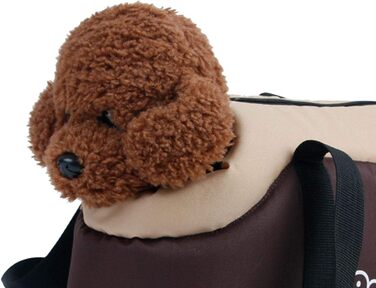 Дихаюча переноска для собак з знімним подушкою, переноска для домашніх тварин для покупок, походів, подорожей, прогулянок, портативна сумка-переноска для маленьких та середніх собак, котів, цуценят (Колір: Коричневий)