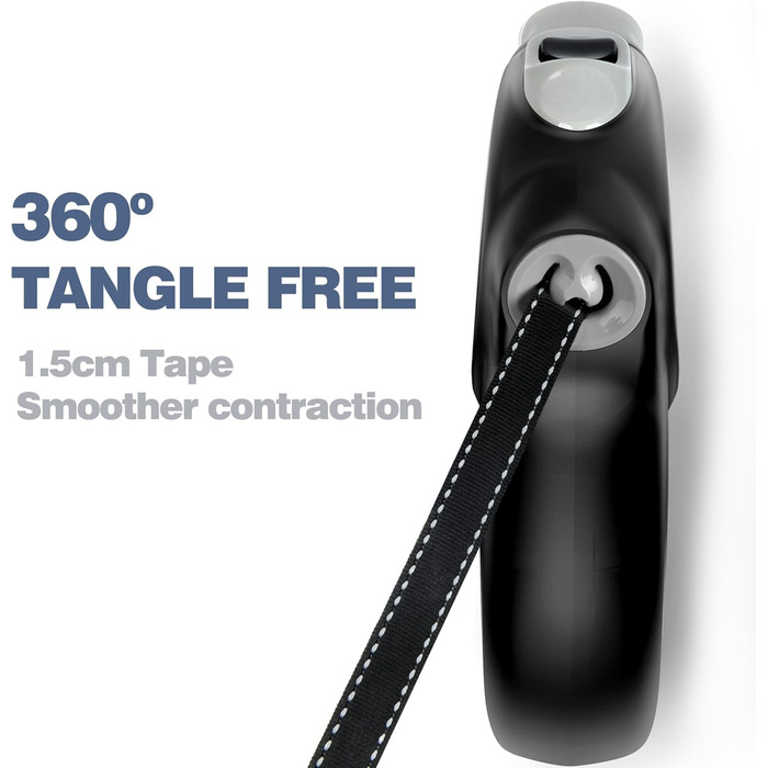 Рулетка для собак Fida 8м, чорна, до 50 кг, 2025