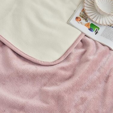 Водонепроникний плед для дорослих, двосторонній, для собак, котів, тварин, м'який, захист ліжка, дивану, меблів (Сірий Рожевий/Бежевий Білий, 101x152 см)