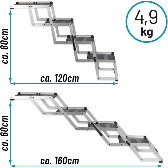Сходинка для собак VOSS.PET, 4 сходинки, з алюмінію, з килимком, для автомобіля