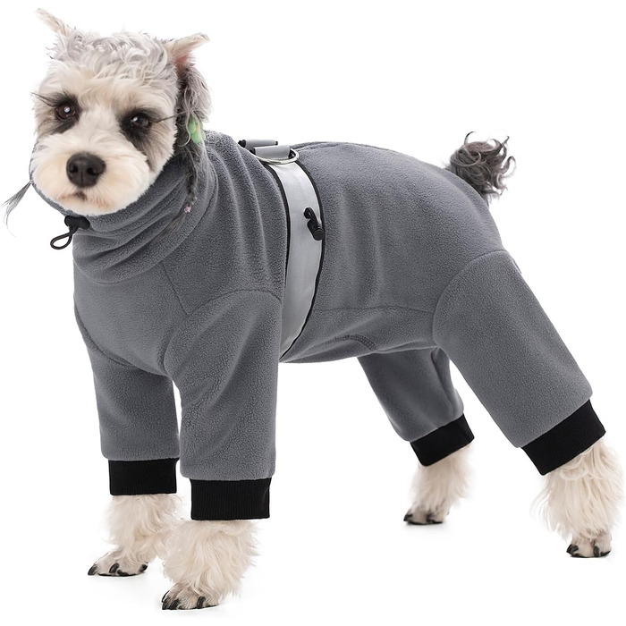 Теплі зимові куртки для собак, флісові комбінезони з D-кільцем, для малих та середніх собак, сірий колір, розмір XL XL