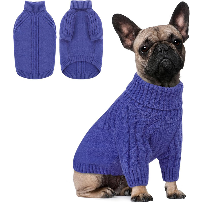 Светр для собак Queenore: теплий, для такс, бульдогів, біглів, шнауцерів (зелений, синій, L)