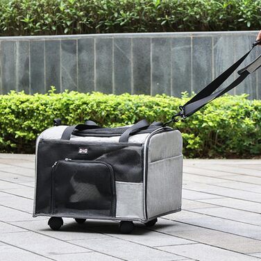 Транспортна переноска для собак з колесами – 47 x 38 x 30 см. Великий об'єм, дихаюча переноска для котів, схвалена авіаперевізниками, для подорожей та активного відпочинку