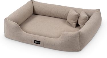 Ортопедичне ліжко для собак Bruno Grosse середнього розміру. М'яке ліжко-матрац для собак з Aura-тканини, з Memory Foam. Зручне, зносостійке та міцне (L, Бежевий)