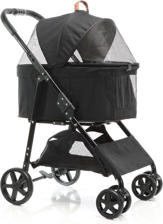 Візок для собак Fudajo 2в1, чорний, складна конструкція, з сумкою для тварин, до 20 кг, для собак та котів