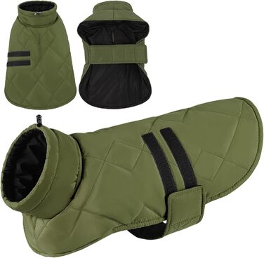 Зимовий одяг для собак великих порід: тепла куртка для такси, бульдога - вітронепроникна для дому та вулиці, кемпінгу, походів, 3XL, зелена