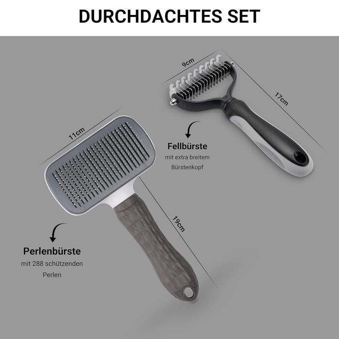 Набір гребінців для вичісування підшерстка собак та котів, 2 шт. Ефективне вичісування, ідеально для довгошерстих порід, догляд за шерстю та догляд за кігтями.