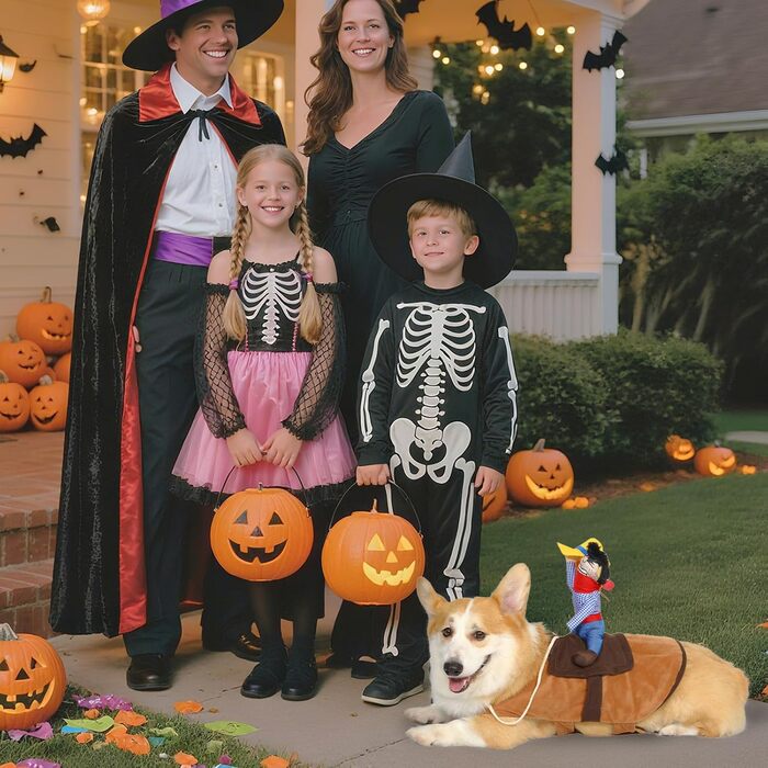 Костюм для собак T2Y Cowboy Rider: костюм лицаря з манекеном та капелюхом для Хелловіна, розмір S