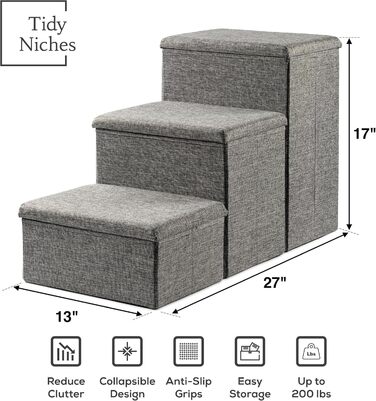 Сходи для собак TIDY NICHES з місцем для зберігання, складні, регульовані, для маленьких собак і цуценят, для ліжка, дивану, легкі, портативні, для дому