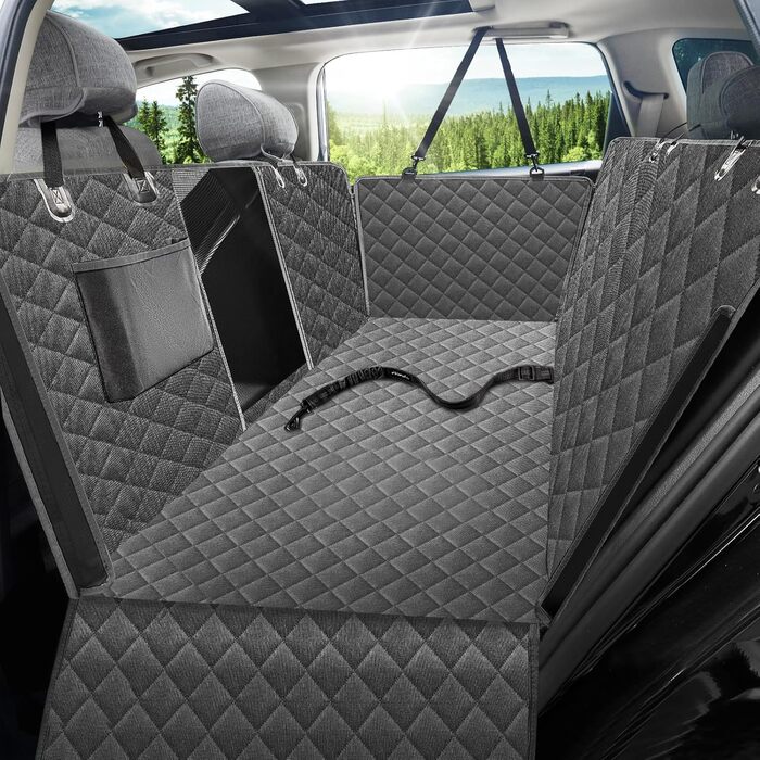 Накладка на сидіння для собак Nzonpet, XL, 100% водовідштовхувальна, з сіткою, антиковзаюча, стійка до подряпин, для позашляховиків та пікапів (сіра)