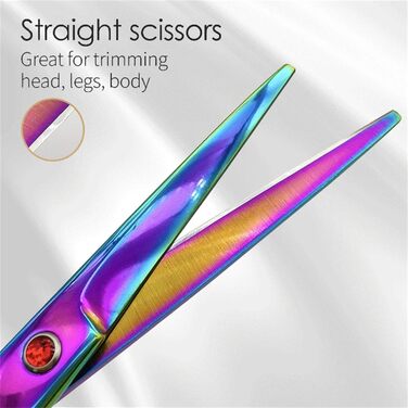 Професійний набір ножиць для грумінгу собак: вигнуті, прямі та розріджуючі ножиці + гребінець (чорний+жовтий)