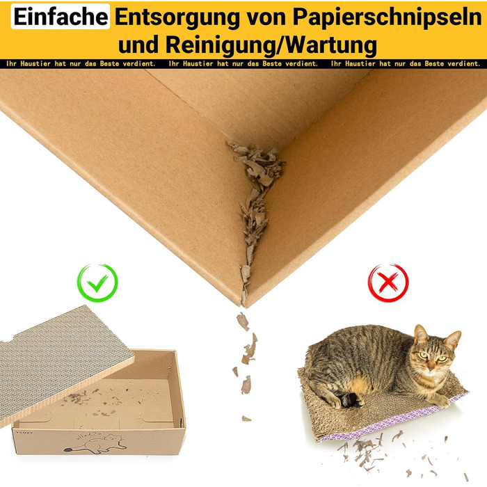 Ycozy Драбина-подряпування для котів з великою двосторонньою гофрокартонною поверхнею. Набір містить 2 коробки та 6 драбинок для котів. Міцні котячі меблі для заміни.