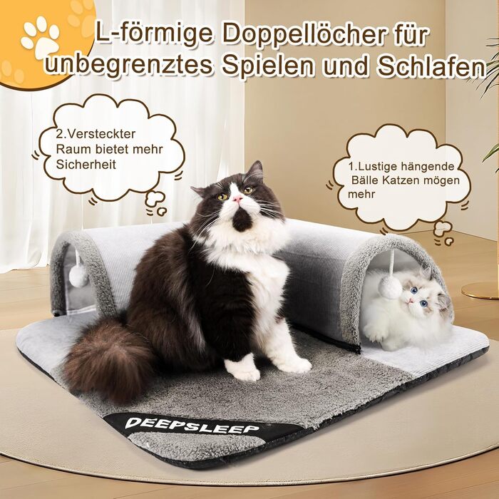 Туннель для котів Origintek, іграшка-ліжко, великий 70x70 см