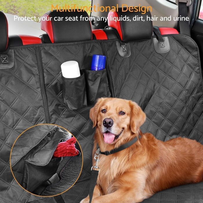 Автомобільна підстилка для собак Maxetodo на заднє сидіння: водовідштовхувальна, з кишенями, захист від подряпин для всіх авто, SUV, вантажівок