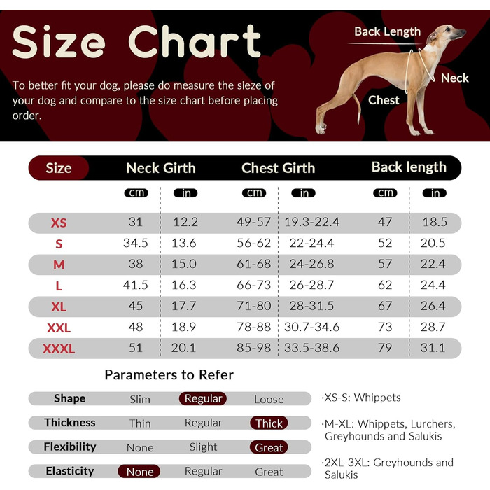 Зимовий теплий дощовик для собак Віндхунд (Whippet) - червоний, з відбиваючими смугами