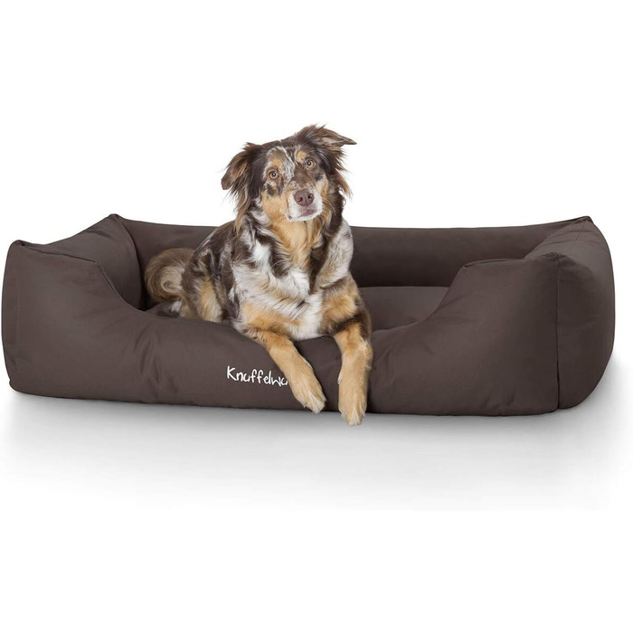 Ліжко для собак Knuffelwuff Finlay XL 105x75 см коричневе з нейлону, знімний чохол, високі борти, легко чиститься, для великих, середніх і малих порід
