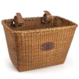 KONG MING CAR Кошик на кермо велосипеда – Ретро дизайн, міцний кошик з дерев’яною підкладкою та шкіряними ручками, ідеальний як передній кошик для велосипеда, коричневий