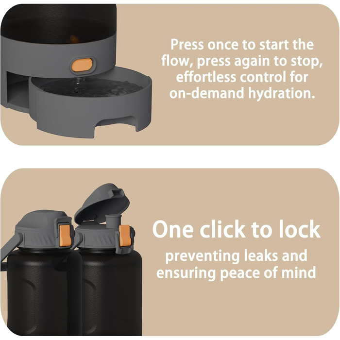 Вода для собак та людей: портативна пляшка з мискою 1,4 л, білий колір