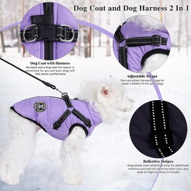 Теплий зимовий одяг для собак: куртка, жилетка, плащ для маленьких, середніх та великих собак. Зелений (3XL, світло-фіолетовий)