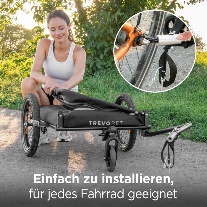 Легкий велосипедний візок для собак 2-в-1 – для собак вагою до 30 кг, складаний, з кулером, прапорцем безпеки та м'яким килимком, сумісний з електровелосипедами