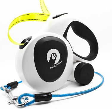 Рулетка для собак Snuggle Paws 5 м з LED-ліхтарем, диспенсером для пакетів, антивандальним сталевим тросом і світловідбиваючою стрічкою, для великих собак до 50 кг