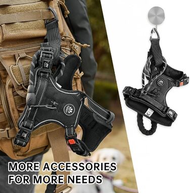 Нашийник для собак великих порід NESTROAD, поводок та ремінь безпеки для авто, чорний, розмір L (обхват шиї 38-48 см, обхват грудей 48-74 см)