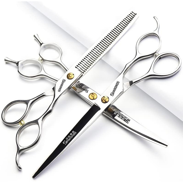 Професійні перукарські ножиці для стрижки та проріджування волосся, 7 дюймів, сталь 440C, набір (3 шт.)
