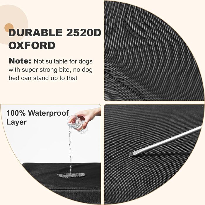 Ортопедичне ліжко для собак та котів, вологостійке, з memory foam, знімний чохол, квадратне