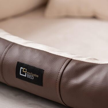 Ортопедичне ліжко для собак Eden, велике, середнє, маленьке - подушка для собак, килимок для собак з еко-шкіри + тканина Alcantara - зняття болю, стійке до зношування, міцне (L, коричнево-кремовий) L коричнево-кремовий