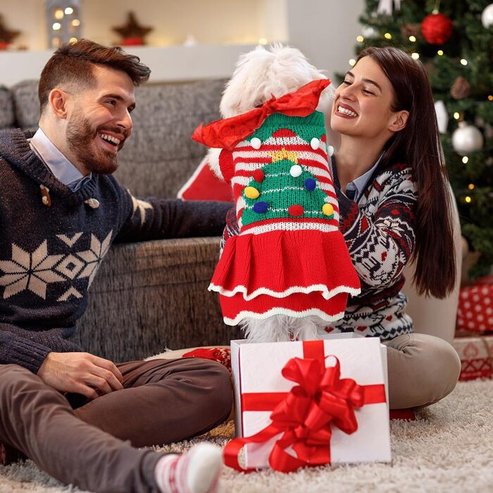 Теплі новорічні светри для собак, 3 шт. для дрібних порід (такса, чихуахуа, мальтізер), XS