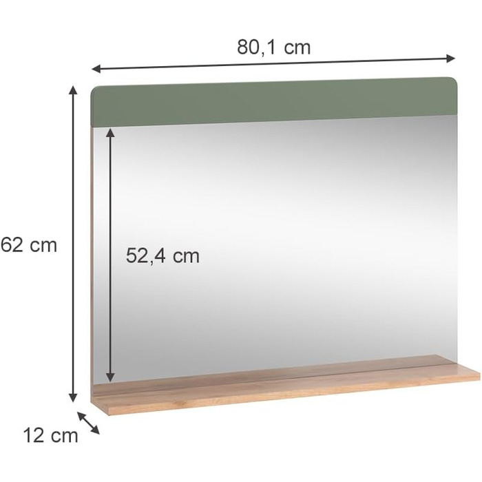 Тумба Vicco Izan, білий глянець, 36.6x76.6 см з ящиком і дверцятами, декор дуб золота сила, зелений