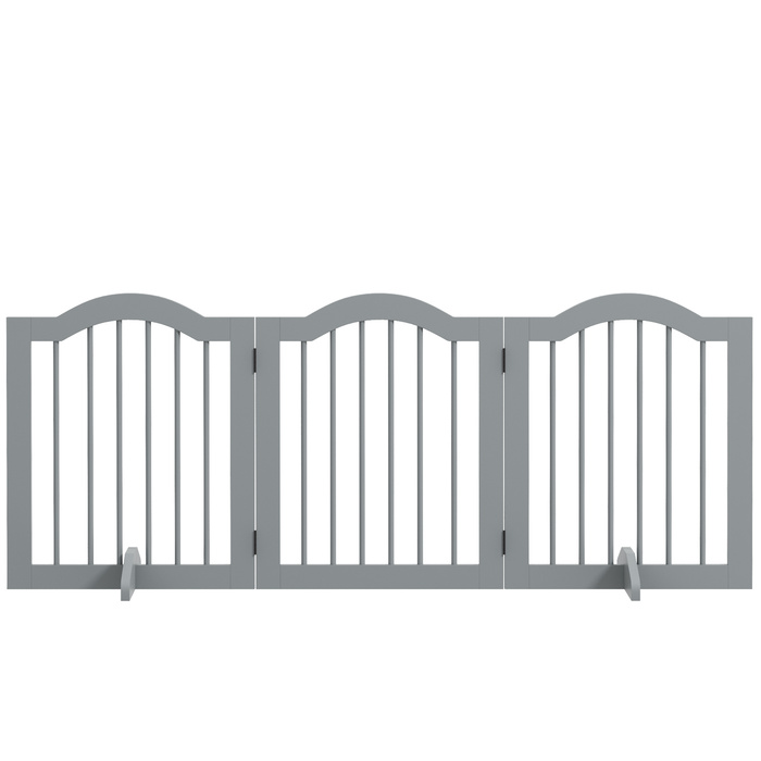 PawHut Barrier Dog 3 частини, 154,5 x 61 см складні ворота для собак з дверима, дверний щиток з 2 опорними ніжками, окремо стоячі сходові ворота для кухні, передпокою, світло-сірі | Аосом
