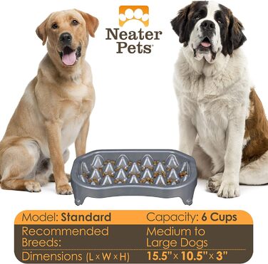 Neater Pet Brands – Антиковзаюча миска для собак 1500 мл, метал, проти здуття, для сповільненого годування