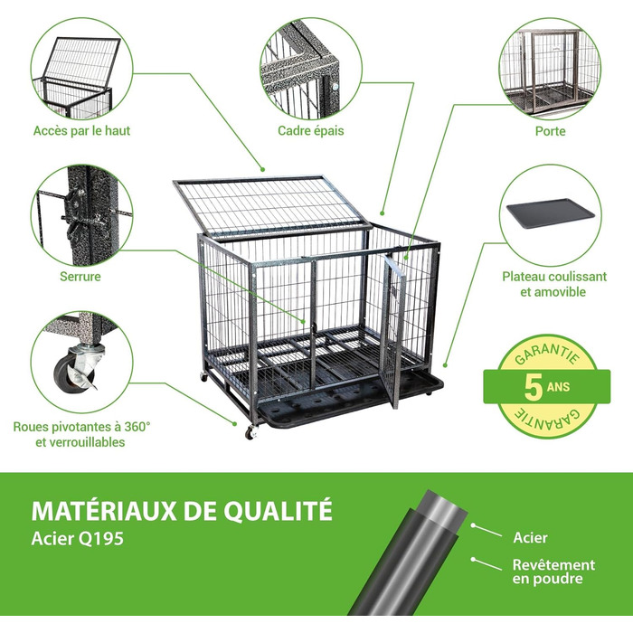 Транспортна переноска для собак MouvedyL, 94x64x76 см, переноска для собак для дому та вулиці, 2 дверцята, висувна підставка, 360° колеса