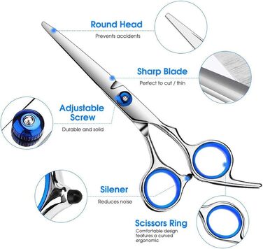 Набір перукарських ножиць Haarschere Set 6.0 дюймів: ножиці для стрижки, ножиці для проріджування, прямі ножиці, набір інструментів для волосся