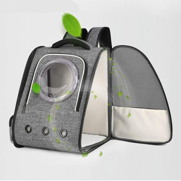 Рюкзак для тварин: переноска для кота/собаки до 10 кг, сірий, дихаючий, для подорожей, схвалений авіакомпаніями