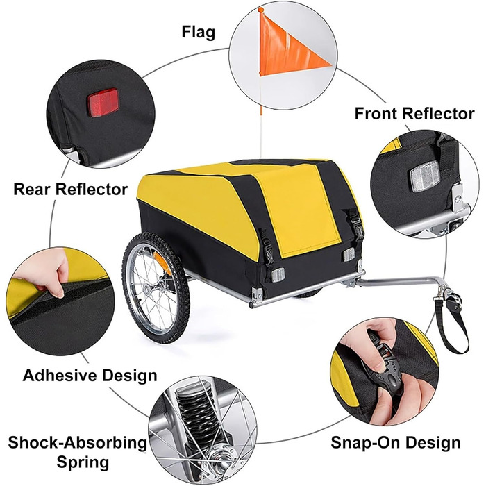 Складаний вантажний причіп для велосипеда: кемпінг, відпочинок, для собак, з відбивачами, легко кріпиться, блакитний