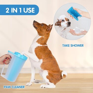 Очисник лап для собак і котів з силіконовою щіткою, великий об'єм