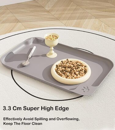 Водонепроникний килимок для годування собак та котів Octonyluck, 57.5x35.5 см, сірий