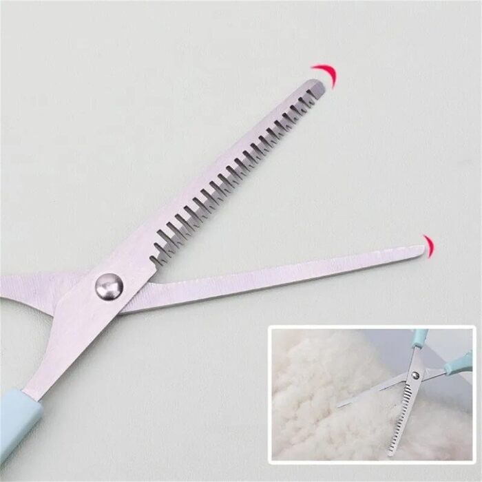 Професійний набір ножиць для грумінгу собак: 2 в 1 (прорізуюча та пряма), 17 см, з нержавіючої сталі, для собак, котів та інших домашніх тварин