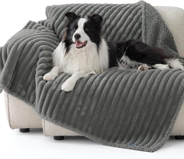 Водонепроникний коврик для собак BEDSURE - 127 x 152 см, миючий, для великих собак, м'який та пухнастий, захисний, сірий XL (127x152 см)