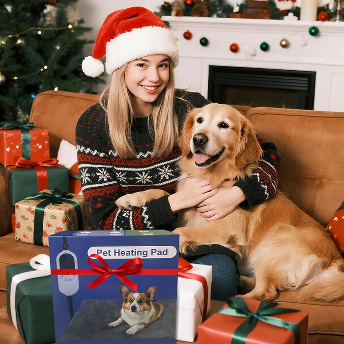 Килимок грілка для котів та собак Qoosea, електричний, 45x45 см, регулювання температури 30-60°C, таймер, водовідштовхувальний, знімний чохол