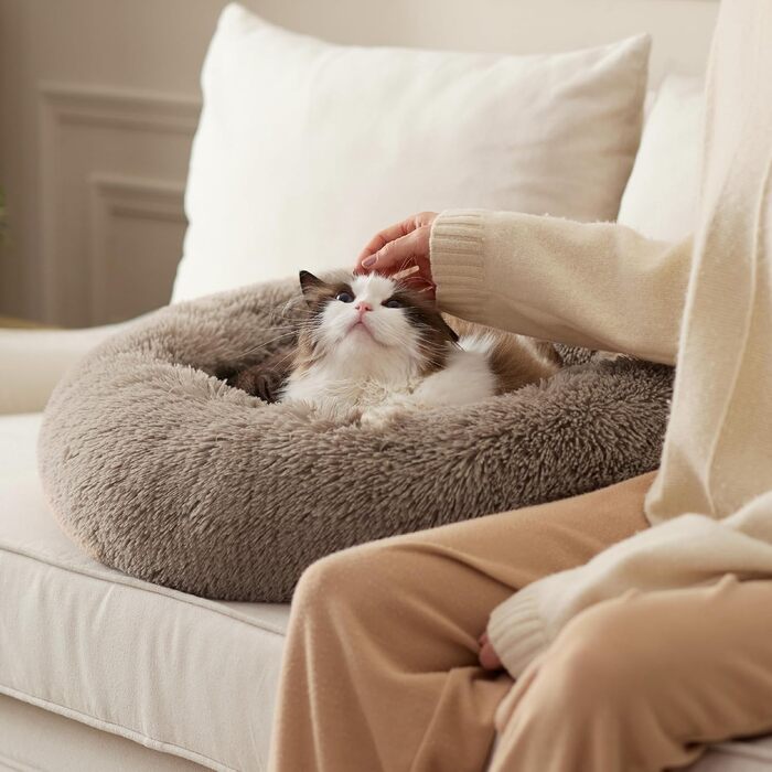 Кругле ліжко для котів та собак BEDSURE, Ø 50 см, м'яке, плюшеве, 50x50x13 см