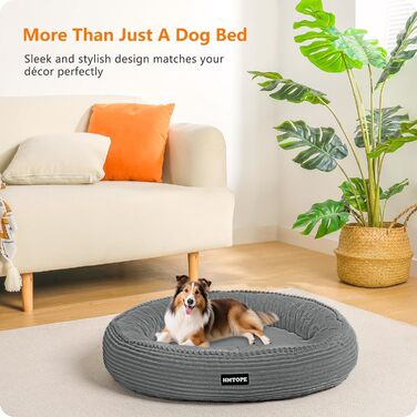 Кругле ліжко для собак середніх порід, котів. М'яке, зручне, знімний чохол, Ø 70 см, 80x80x20 см, сірий колір