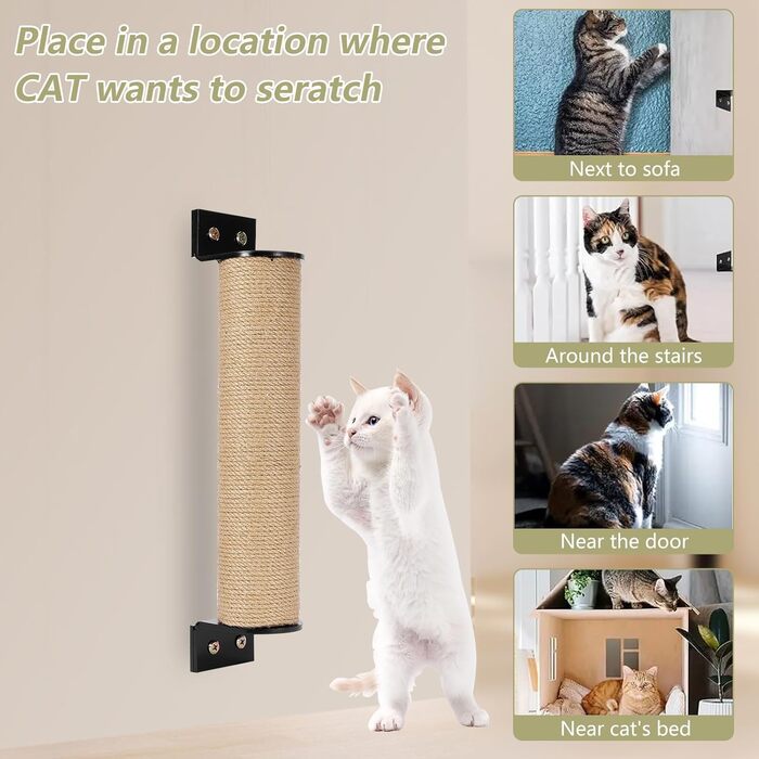 Кігтеточка для котів на стіну з сизалю - міцна кігтеточка-стовпчик для котів