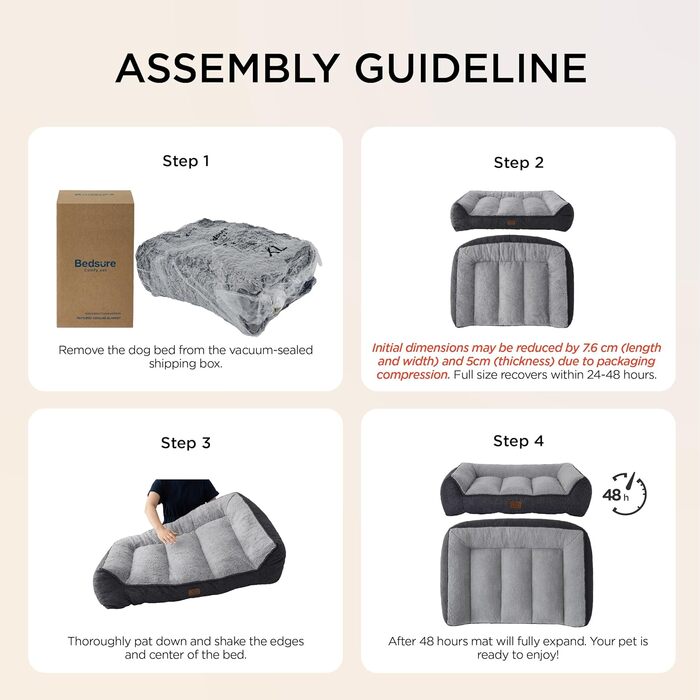 Крісло-лежанка для собак BEDSURE великих порід - 89x63 см, товста підстилка, водонепроникний чохол, антиковзаюча поверхня, м'який плюш Sherpa, темно-сірий колір