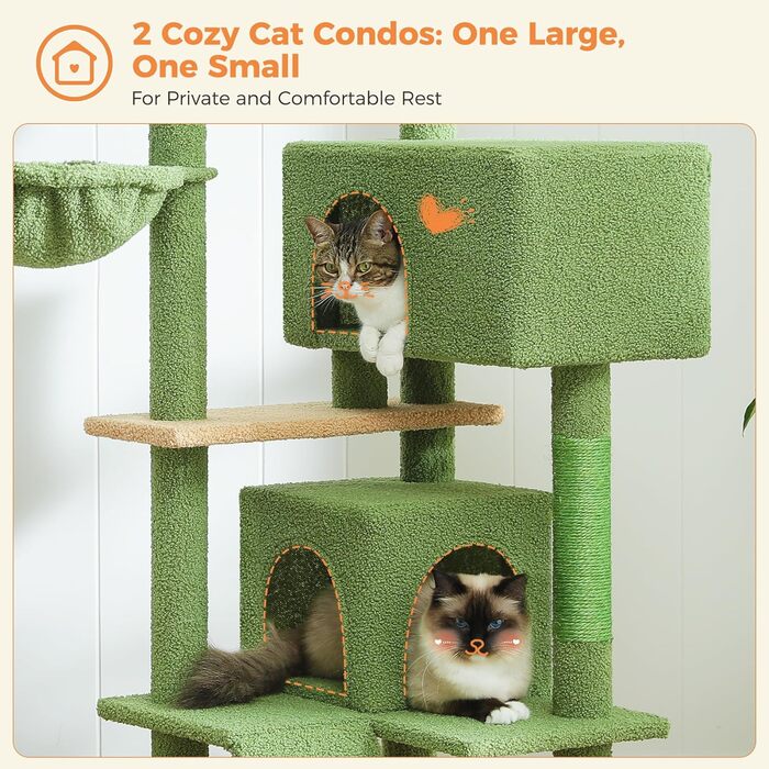 Драбина для котів PETEPELA 143 см з подушкою, когтеточкою та будиночком для котів - велика, зелена