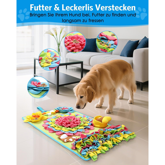 Килимок для собак Brifit для інтелектуальних ігор 78 x 48 см, іграшка-головоломка для малих та середніх собак, миється, тренувальний килимок, проти нудьги, стимулює інтелект