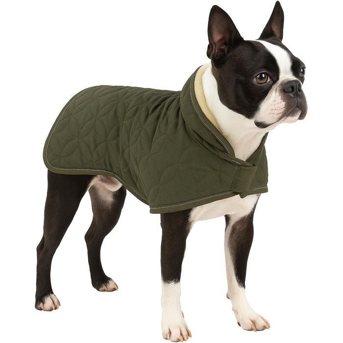 Шлейка для собак Flaingo Hundeantel Winter Ushi, хакі, розмір S, поліестер, водовідштовхувальна, з флісовою підкладкою, на липучках, світловідбиваюча, з отвором для повідка