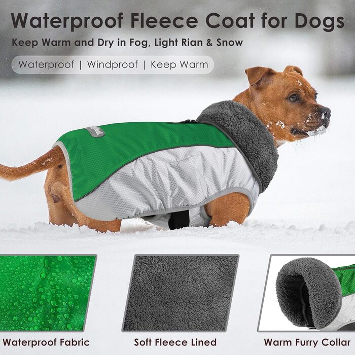 Зимовий одяг для собак, тепла куртка з світловідбиваючими смугами, водонепроникний пуловер на Різдво з отвором для повідка, тепла жилетка для собак малих, середніх та великих порід (Рожевий, M)